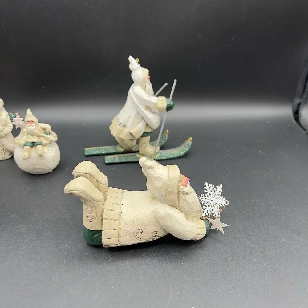 4 Pam Schifferl Winter White Woodland Santa Figurines Ornaments Midwest